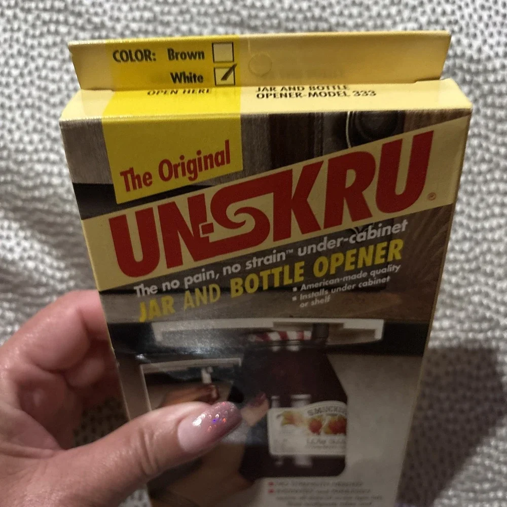VTG The Original UN-SKRU Jar & Bottle Opener - Under Cabinet White - Made In US